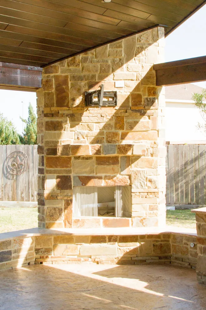 Enclosed Outdoor Cooking Area and Fire Pit by HomeScapes - Photo 6