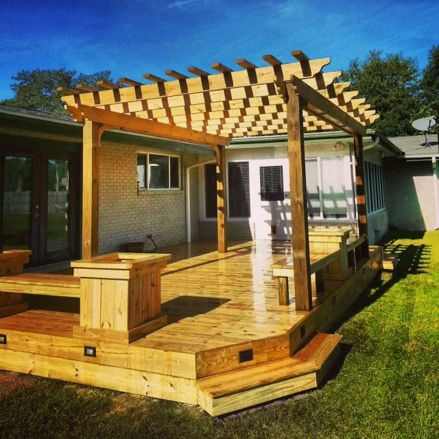 Outdoor Space with Pergola, Benches, and Planter Boxes by Custom Southern Structures - Photo 2