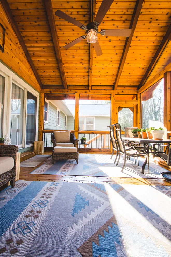 Englewood Cedar screened room with visible beams by Smoky Mountain Deck Builders - Photo 2
