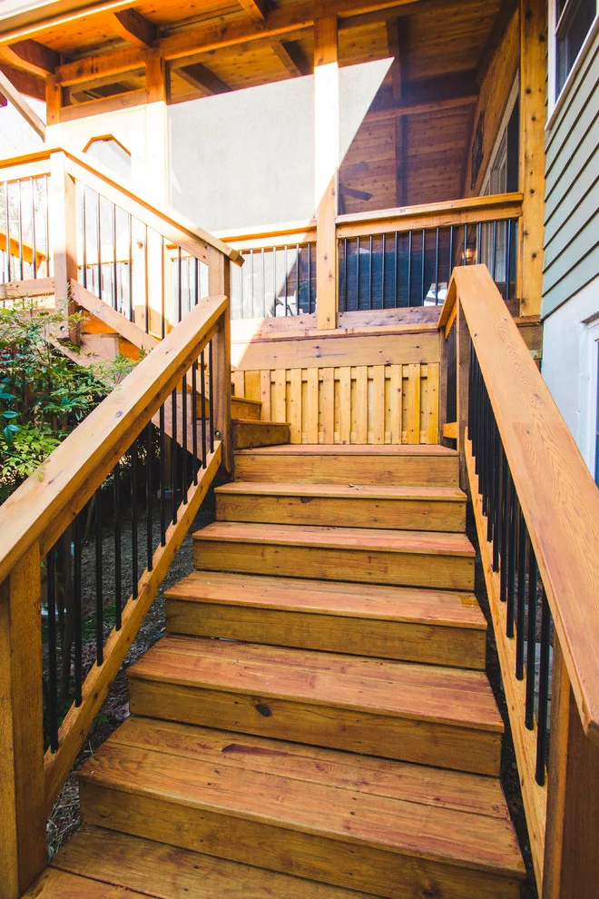 Englewood Cedar screened room with visible beams by Smoky Mountain Deck Builders - Photo 7