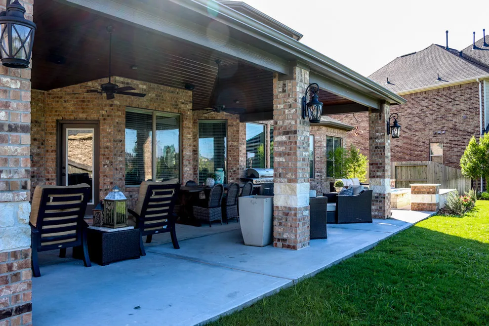Patio Entertainment with Fire Element: Fulshear, TX by Tradition Outdoor Living - Photo 10
