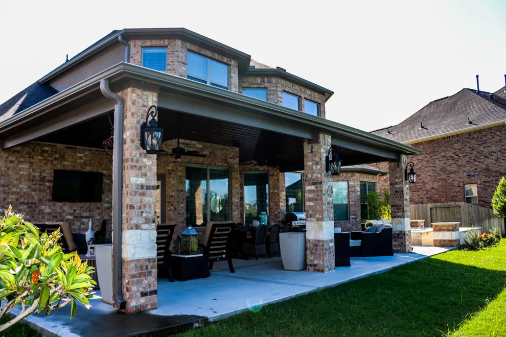 Patio Entertainment with Fire Element: Fulshear, TX by Tradition Outdoor Living - Photo 6