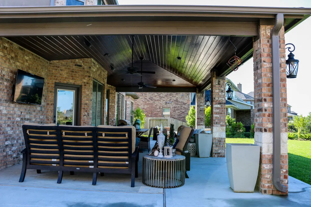 Patio Entertainment with Fire Element: Fulshear, TX by Tradition Outdoor Living - Photo 12