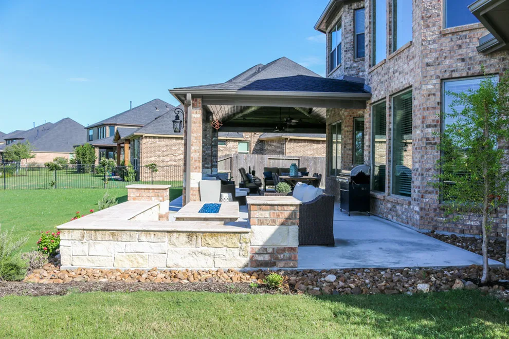 Patio Entertainment with Fire Element: Fulshear, TX by Tradition Outdoor Living - Photo 8