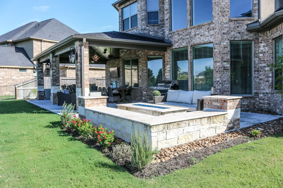 Patio Entertainment with Fire Element: Fulshear, TX by Tradition Outdoor Living - Photo 11