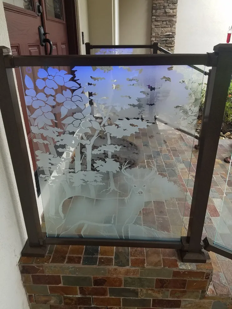 Engraved Glass Railing by Smoky Mountain Deck Builders - Photo 2