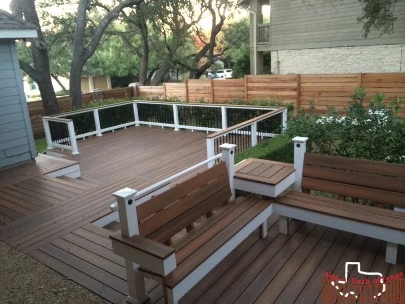 Fiberon Ipe Composite Decking and Benches with PVC Railing and LED Lighting by Austin Add-A-Deck - Photo 6
