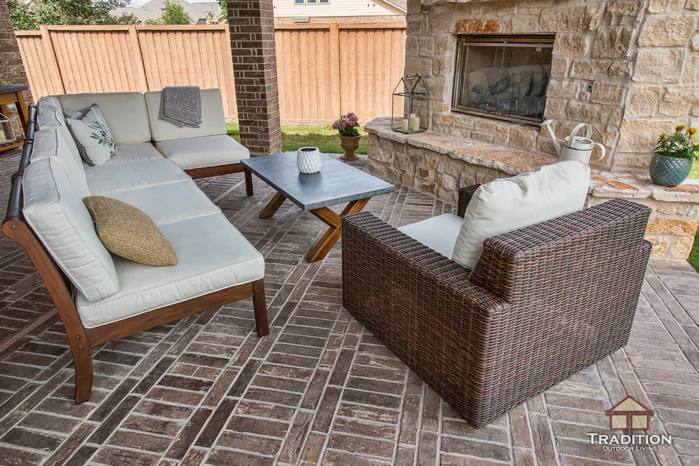 Elevated Patio Featuring Stone Fireplace in Katy, TX by Tradition Outdoor Living - Photo 10