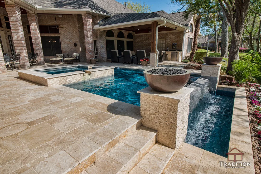 Outdoor Space Featuring Infinity Pool and Stone Steps by Tradition Outdoor Living - Photo 7