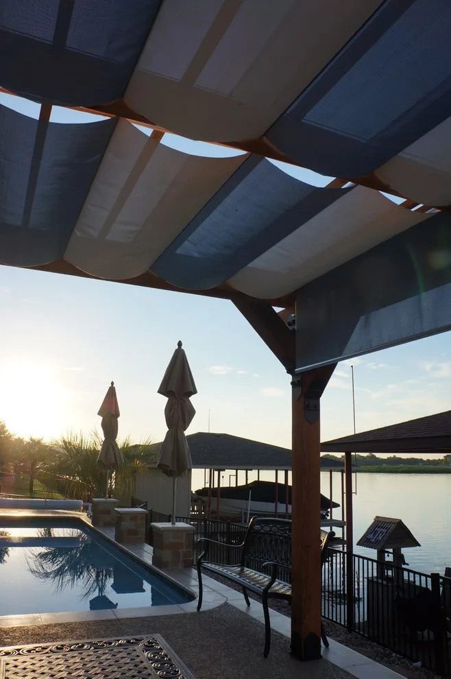 Infinity Canopy at D. Poolside with White Installed on Custom Cedar Pergola by Infinity Canopy - Photo 2