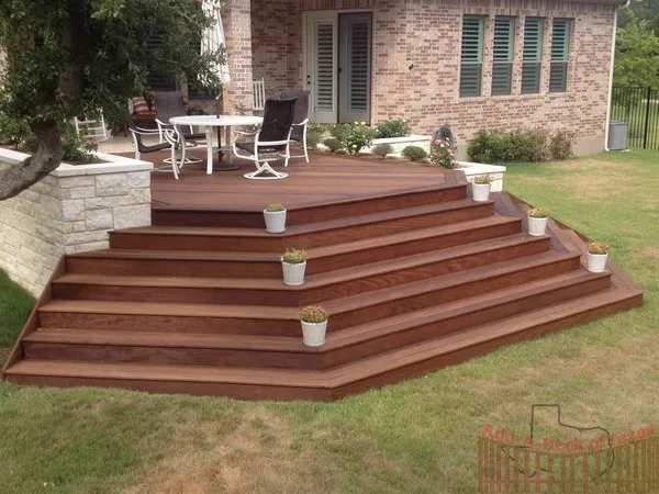 Ipe Wood Deck with Metal Support and Limestone Planters Surrounding Deck by Austin Add-A-Deck - Photo 4