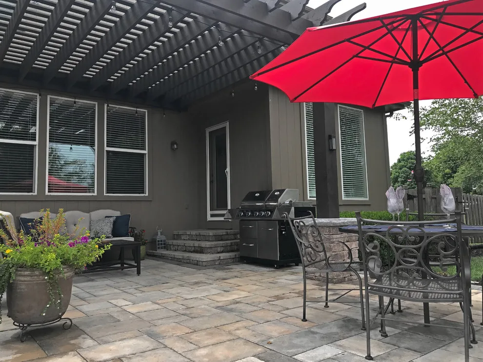 Kansas Paver Patio Featuring a Pergola and Removable Fire Pit by Kansas City Hardscapes - Photo 11