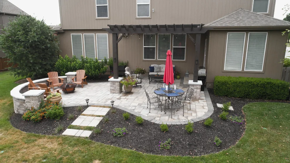 Kansas Paver Patio Featuring a Pergola and Removable Fire Pit by Kansas City Hardscapes - Photo 5