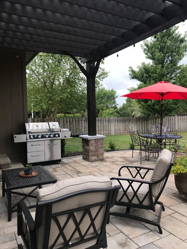 Kansas Paver Patio Featuring a Pergola and Removable Fire Pit by Kansas City Hardscapes - Photo 7