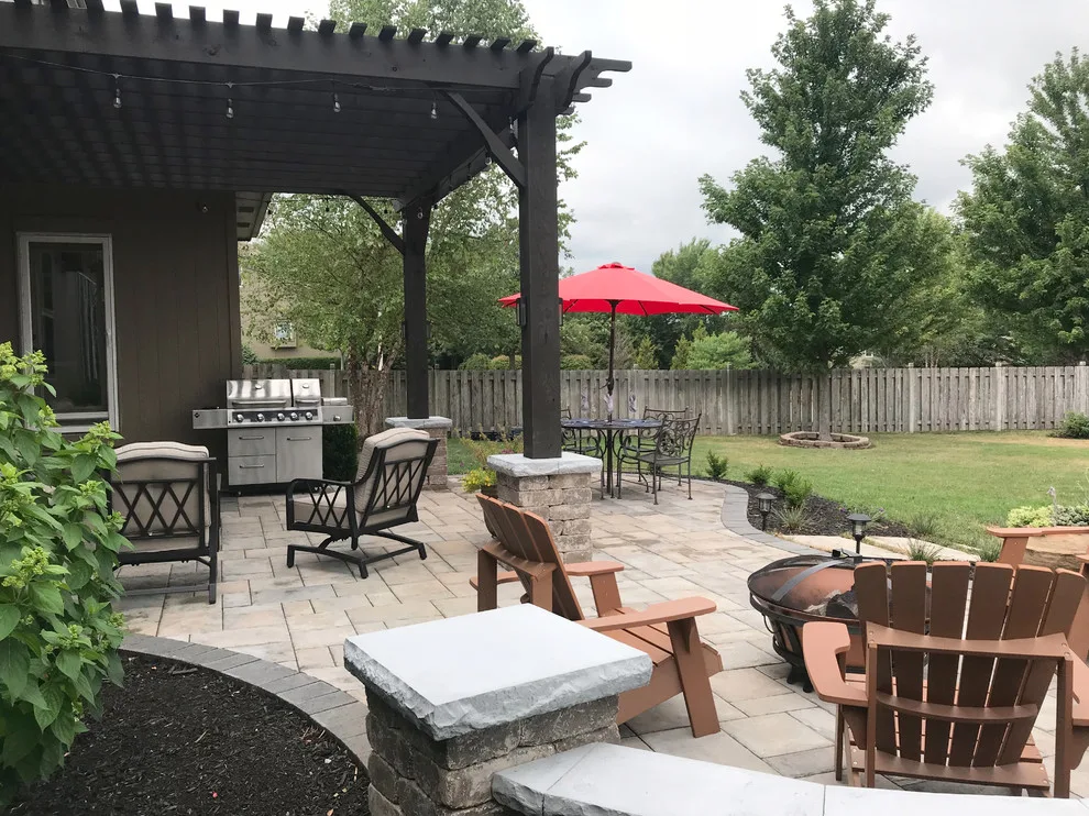 Kansas Paver Patio Featuring a Pergola and Removable Fire Pit by Kansas City Hardscapes - Photo 2