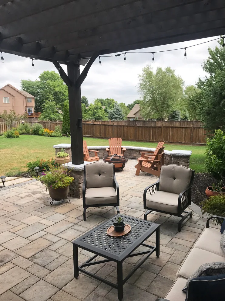 Kansas Paver Patio Featuring a Pergola and Removable Fire Pit by Kansas City Hardscapes - Photo 6