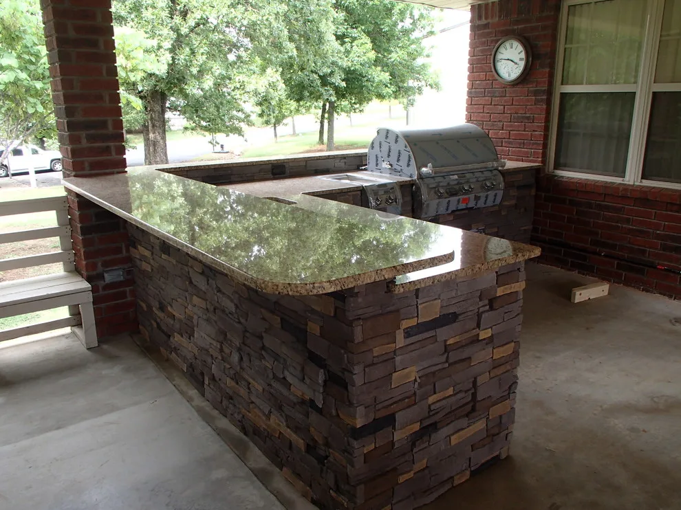 L-Shaped Outdoor Kitchen Featuring Distinctive Lighting by Big Ridge Outdoor Kitchens, LLC - Photo 14