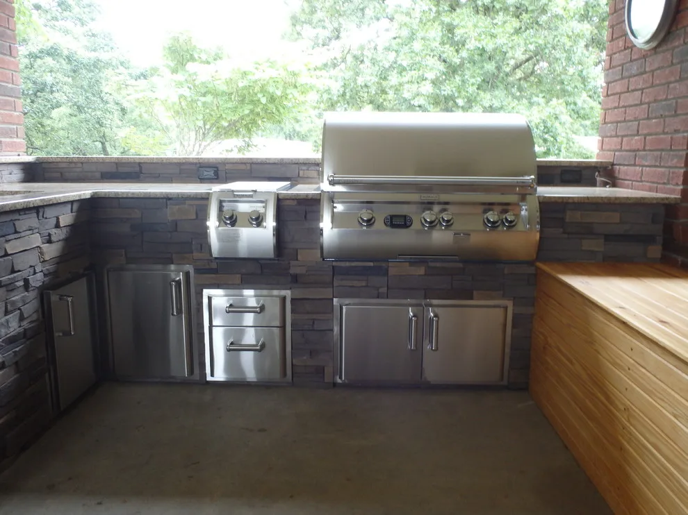 L-Shaped Outdoor Kitchen Featuring Distinctive Lighting by Big Ridge Outdoor Kitchens, LLC - Photo 7