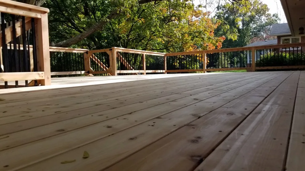 Spacious Cedar Deck on Brick Home by Deck & Drive Solutions - Photo 2
