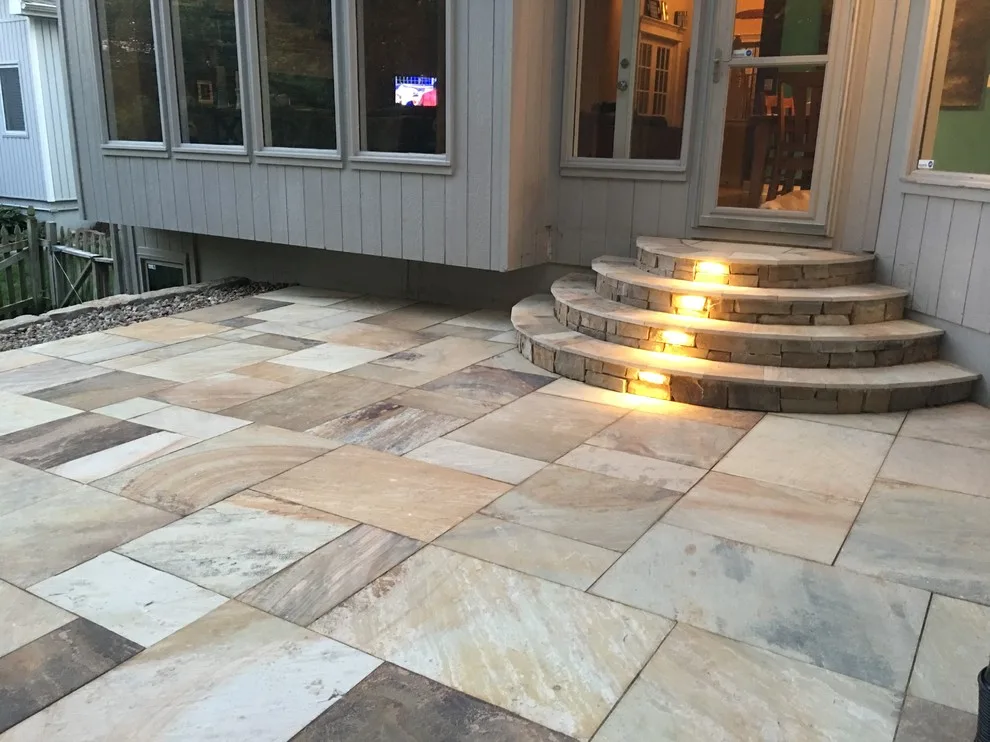 Missouri Patios with Fire Pit, Integrated Steps, and Outdoor Lighting by Kansas City Hardscapes - Photo 8