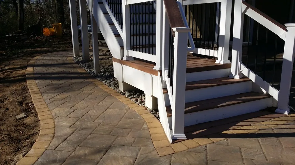 Tiered patio adjacent to Fiberon ipe deck by Coastal Outdoor Spaces - Photo 5