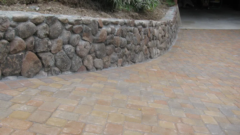 Stone Retaining Wall with Paver Driveway by Van Midde Concrete - Photo 4