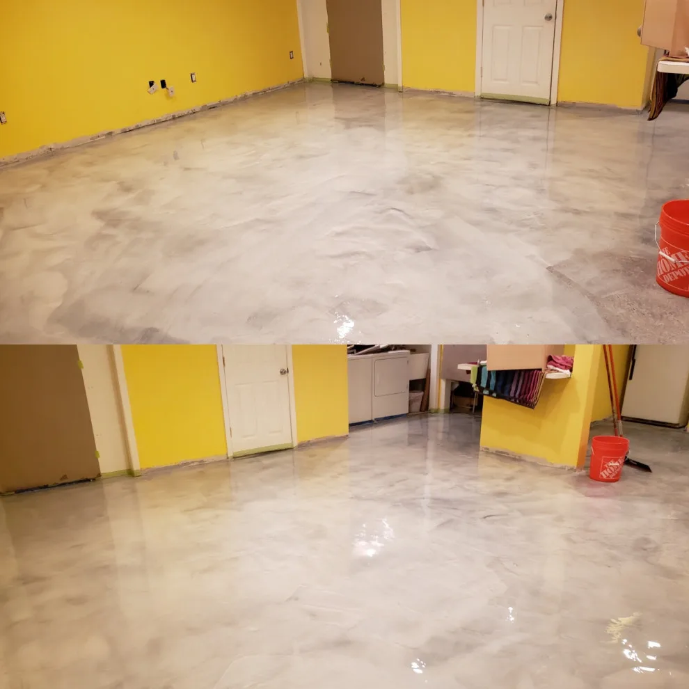 Pearl white epoxy with silver accents by Turoc Concrete Design - Photo 3