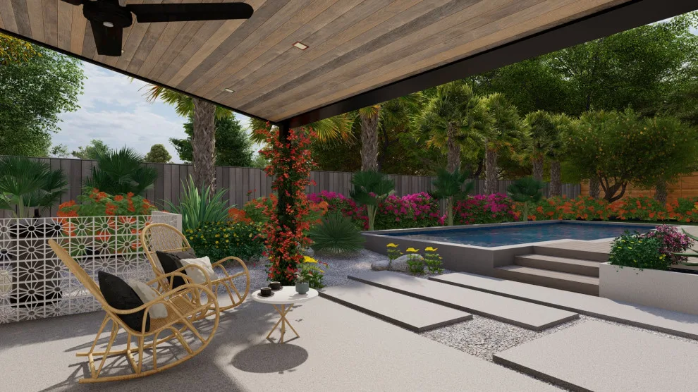 Custom Concrete Patio and Stucco Planters with Composite Pool Deck by BioScapes LLC - Photo 13