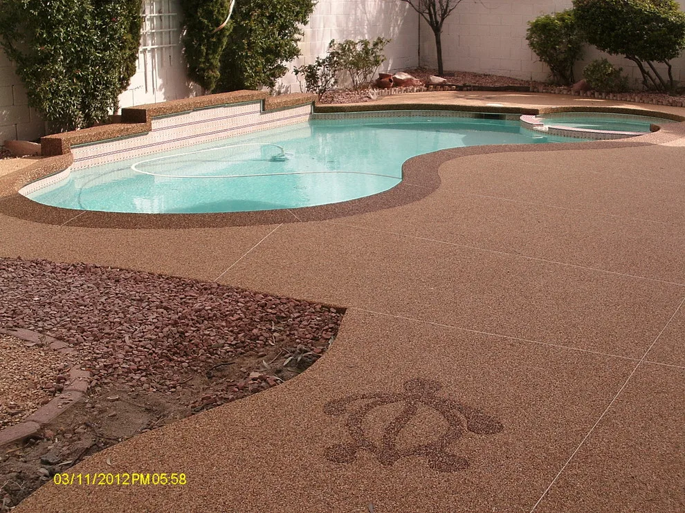 Swimming Area Patio by Pebble Stone Coatings - Photo 2