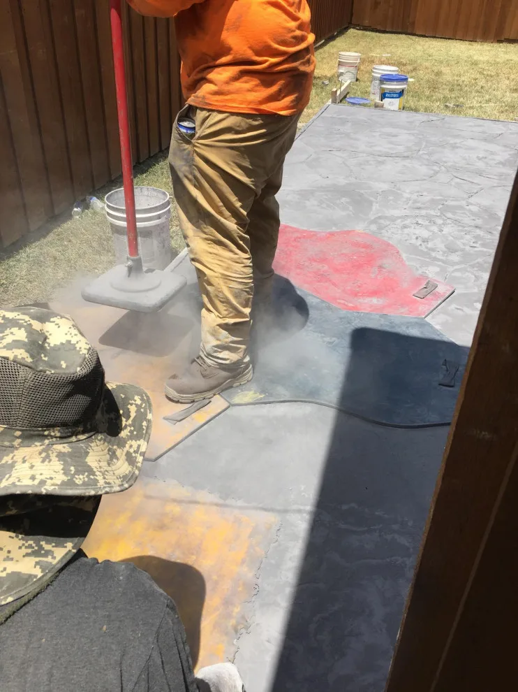 Stamped patio extension for the backyard by Medina Decorative Concrete LLC - Photo 10
