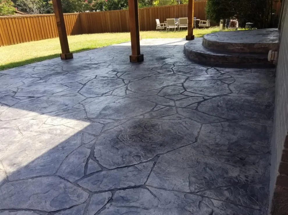 Stamped patio extension for the backyard by Medina Decorative Concrete LLC - Photo 6