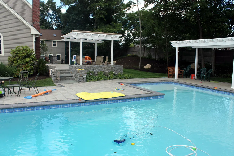 Andover, MA Paver Pool Deck and Natural Stone Walls by Premier Pavers & Hardscape Co - Photo 5