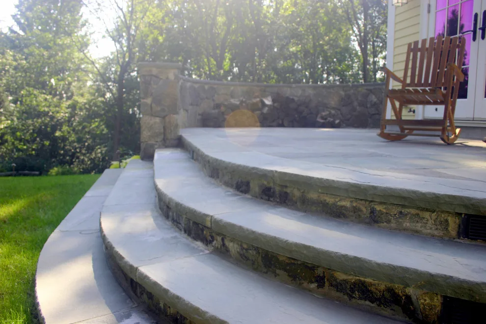 Bluestone Patio, Steps, and Stone Wall - Belmont, MA by Premier Pavers & Hardscape Co - Photo 6