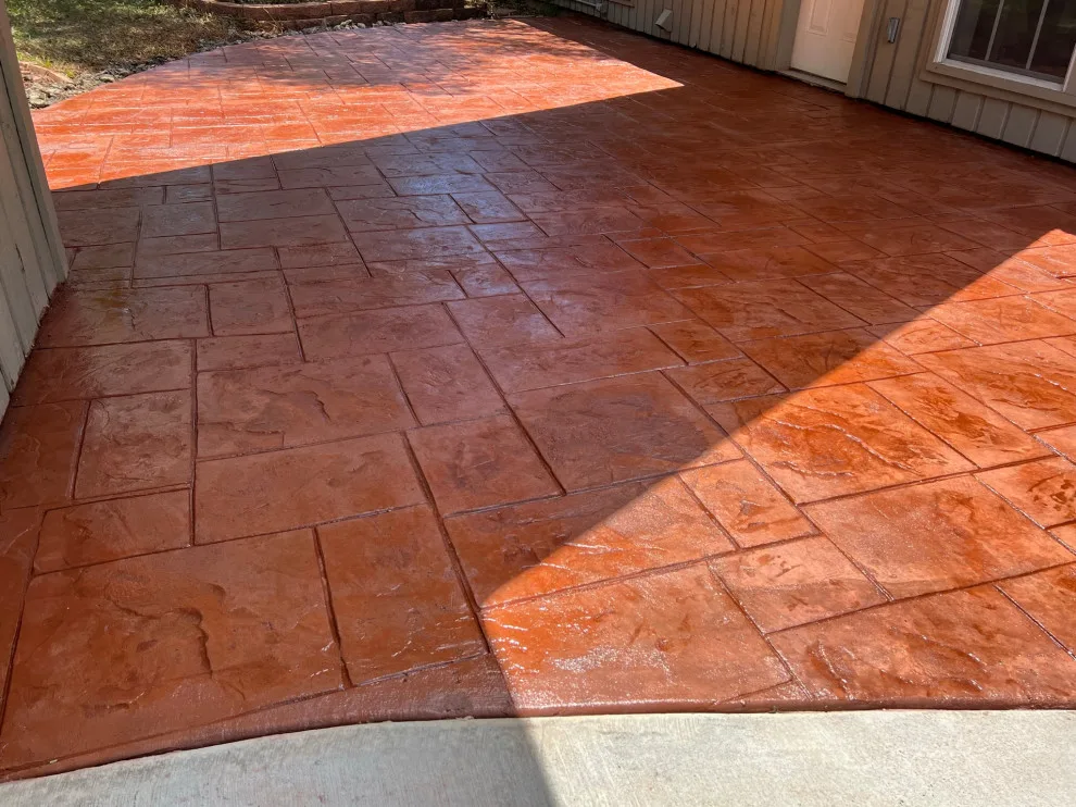 Stamped Patio Driveway by Flores Concrete - Photo 4