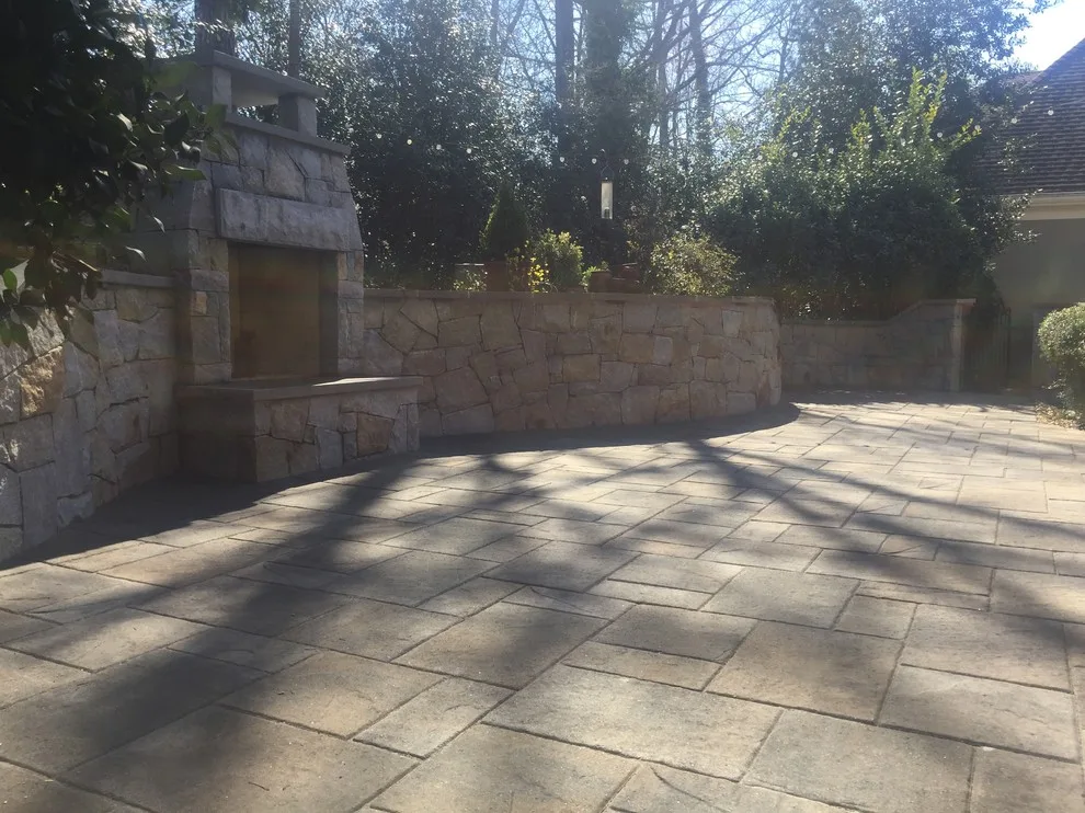 Dunwoody compact outdoor space featuring a fireplace by PaverStone Construction And Greenmark Landscaping - Photo 13