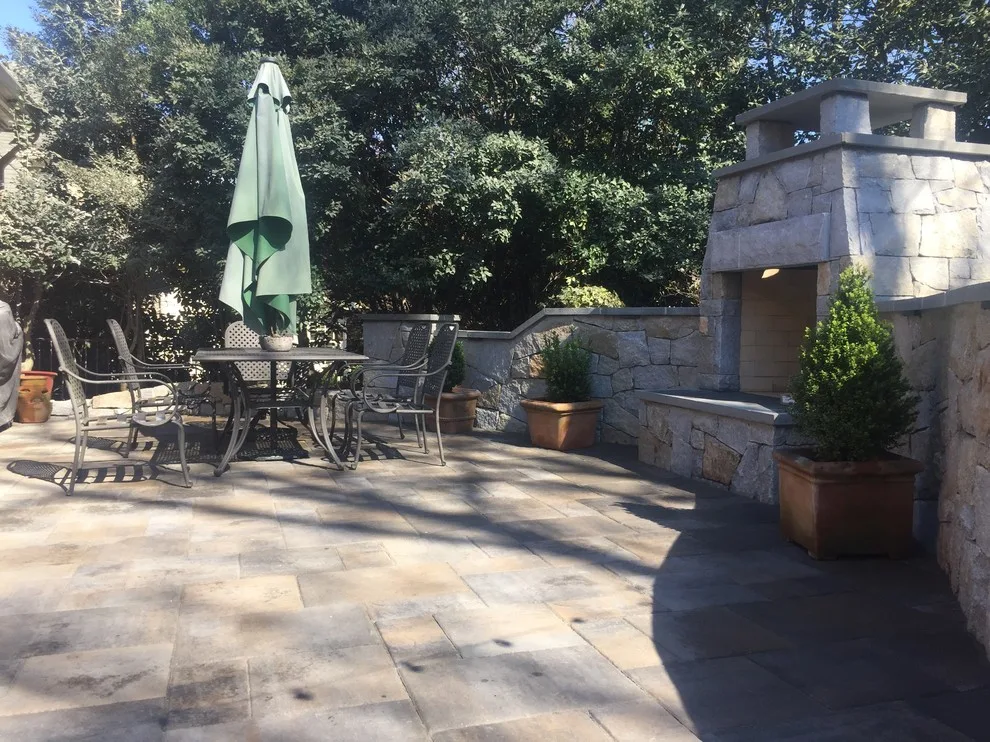 Dunwoody compact outdoor space featuring a fireplace by PaverStone Construction And Greenmark Landscaping - Photo 14