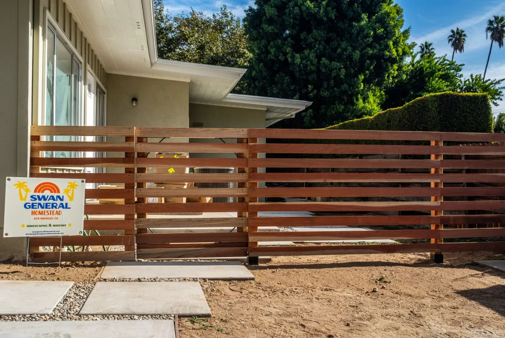 Redwood Fence with Mid Century Slats by Swan General Homestead - Photo 3