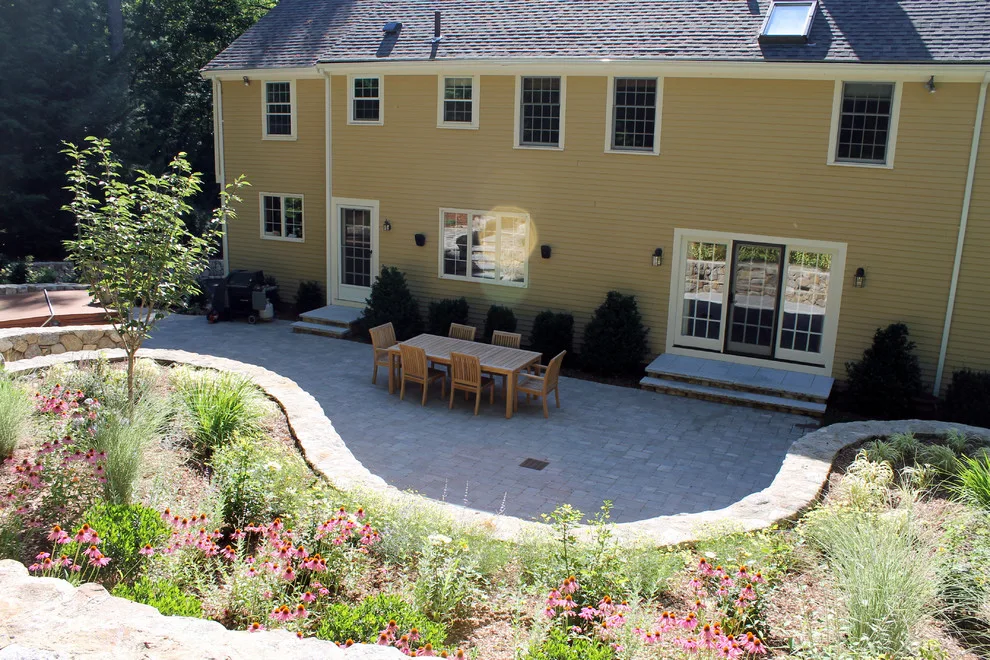 Fieldstone Wall Construction, Granite Step Installation & Paver Patio in Weston, MA by Premier Pavers & Hardscape Co - Photo 12