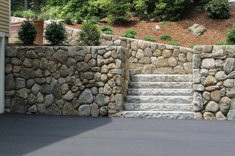 Fieldstone Wall Construction, Granite Step Installation & Paver Patio in Weston, MA by Premier Pavers & Hardscape Co - Photo 10
