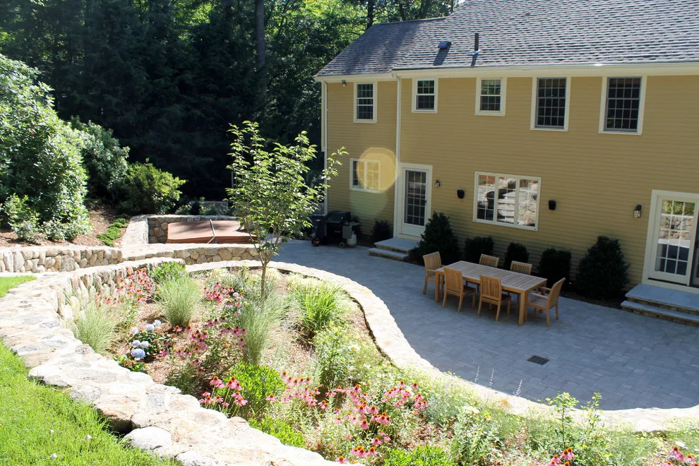 Fieldstone Wall Construction, Granite Step Installation & Paver Patio in Weston, MA by Premier Pavers & Hardscape Co - Photo 22
