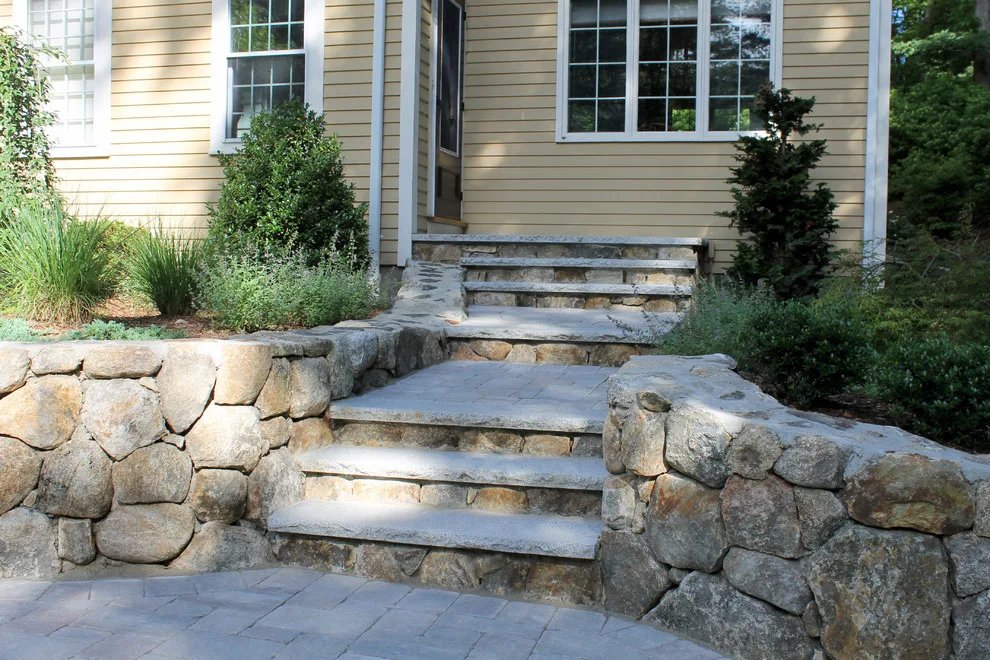 Fieldstone Wall Construction, Granite Step Installation & Paver Patio in Weston, MA by Premier Pavers & Hardscape Co - Photo 15