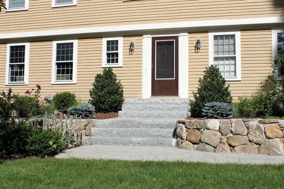 Fieldstone Wall Construction, Granite Step Installation & Paver Patio in Weston, MA by Premier Pavers & Hardscape Co - Photo 5