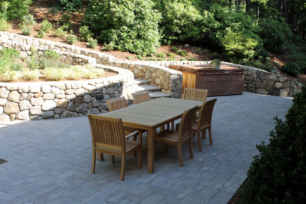 Fieldstone Wall Construction, Granite Step Installation & Paver Patio in Weston, MA by Premier Pavers & Hardscape Co - Photo 26