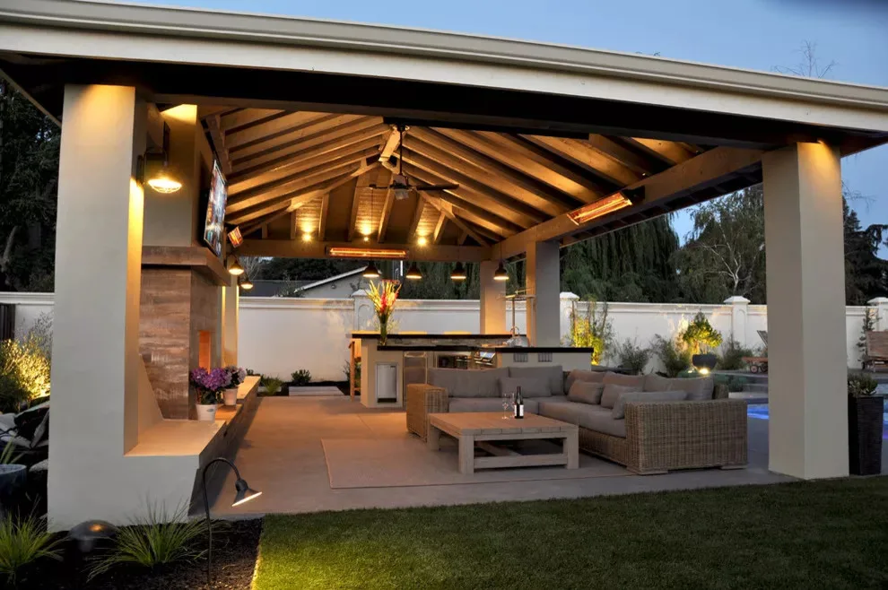 Pleasanton outdoor fire feature, kitchen seating wall, and bar area by East Bay Masonry - Photo 2