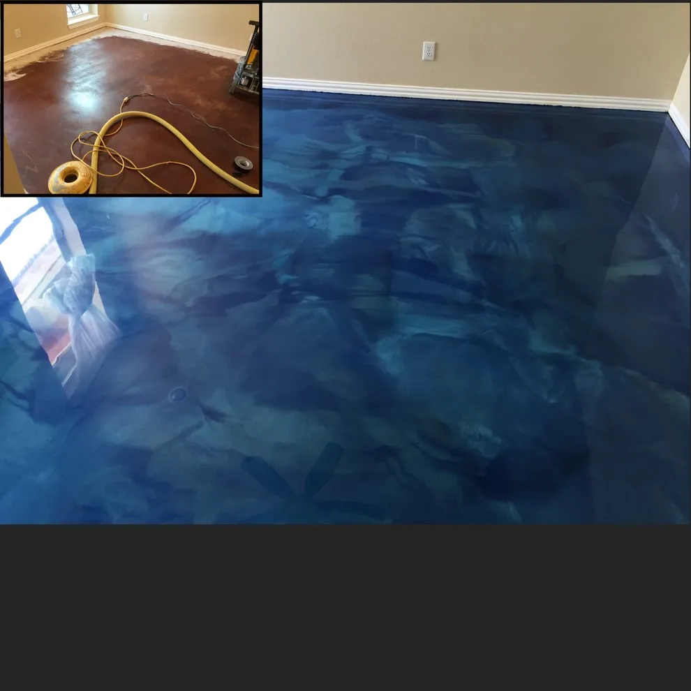 Blue Metallic Epoxy Flooring for Pool House by Versatile Coatings LLC - Photo 6