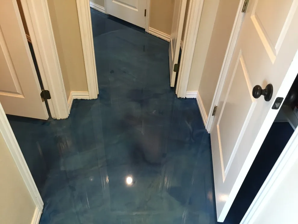 Blue Metallic Epoxy Flooring for Pool House by Versatile Coatings LLC - Photo 4