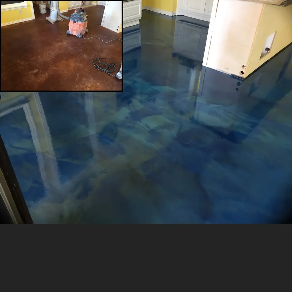 Blue Metallic Epoxy Flooring for Pool House by Versatile Coatings LLC - Photo 7