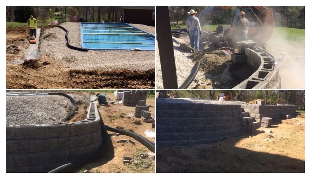 Poolside Retaining Wall Installation by Advanced Grounds Maintenance, LLC - Photo 3