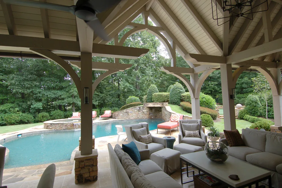 Modern Rustic Poolside Veranda by Blue Oak Architecture - Photo 2
