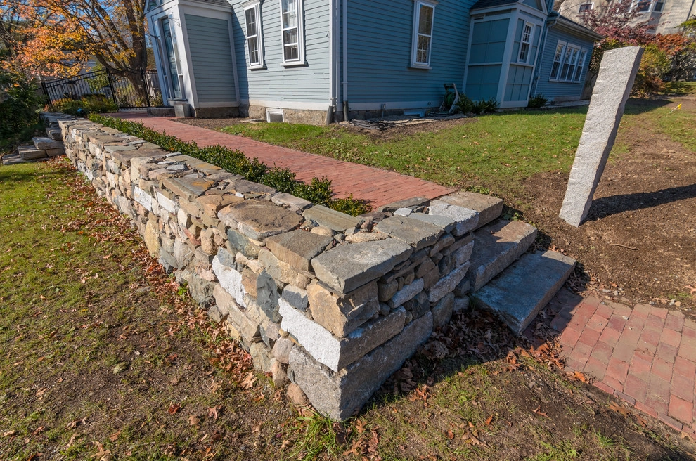 Melrose- Historic home front wall, steps & brick path by Village Stonesmith Gardens & Masonry - Photo 2